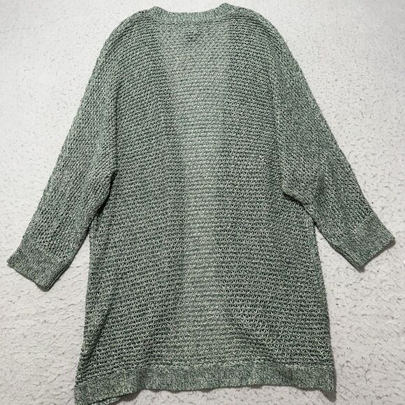 Soho Jeans Women's Small Open Knit Cardigan Open Front Long Sleeve Green Sweater - Picture 9 of 12